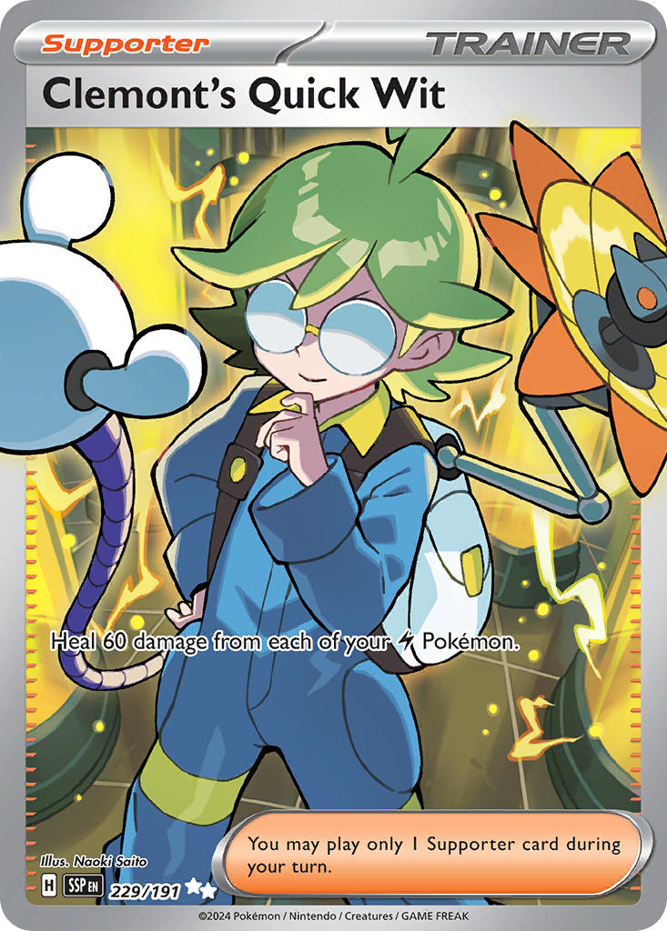 Clemont's Quick Wit 229/191 Ultra Rare Surging Sparks Pokémon card