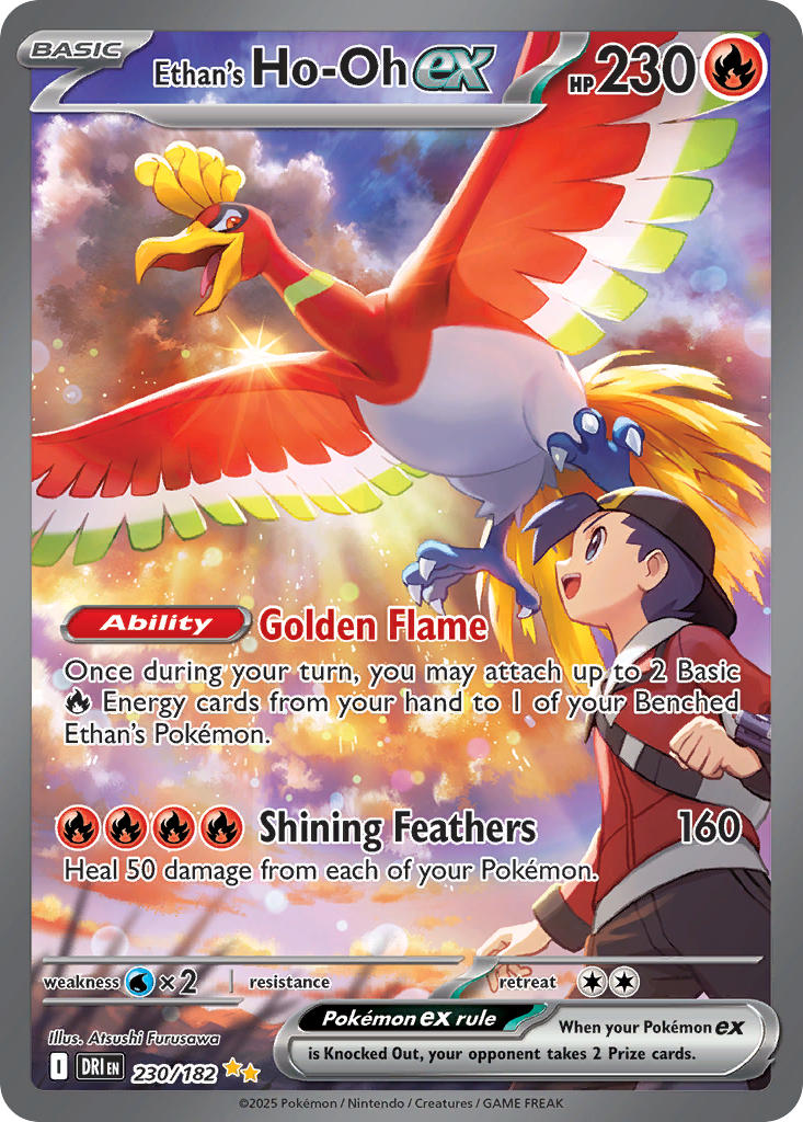 Ethan's Ho-Oh EX 230/182 Special Illustration Rare Destined Rivals Pokémon card