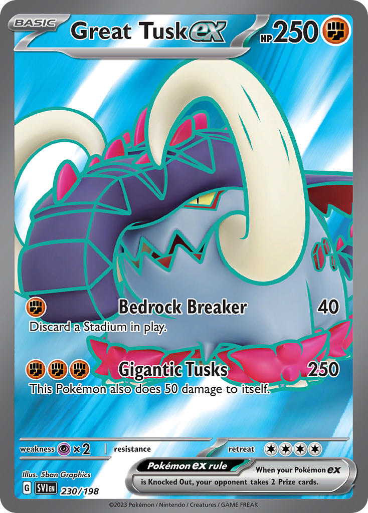 Great Tusk EX 230/198 Ultra Rare Scarlet & Violet Pokémon card