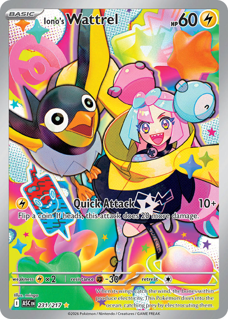 Iono's Wattrel 231/217 Illustration Rare Ascended Heroes Pokémon card