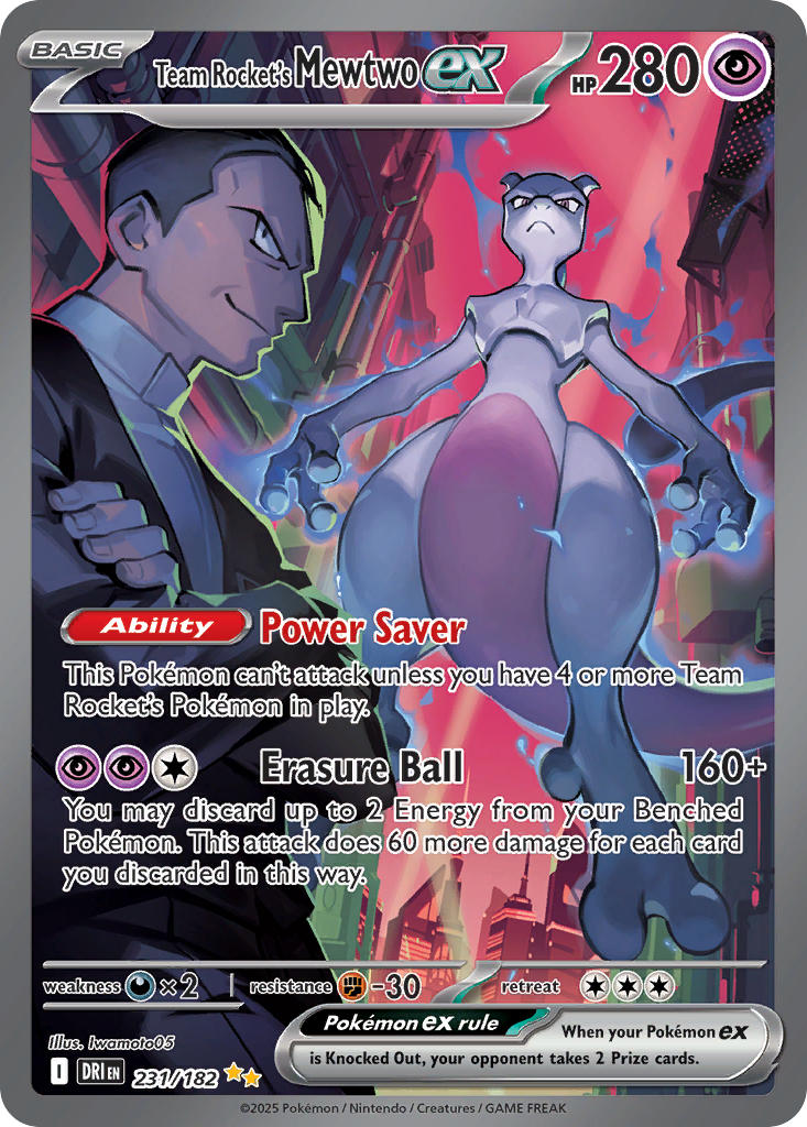 Team Rocket's Mewtwo EX 231/182 Special Illustration Rare Destined Rivals Pokémon card