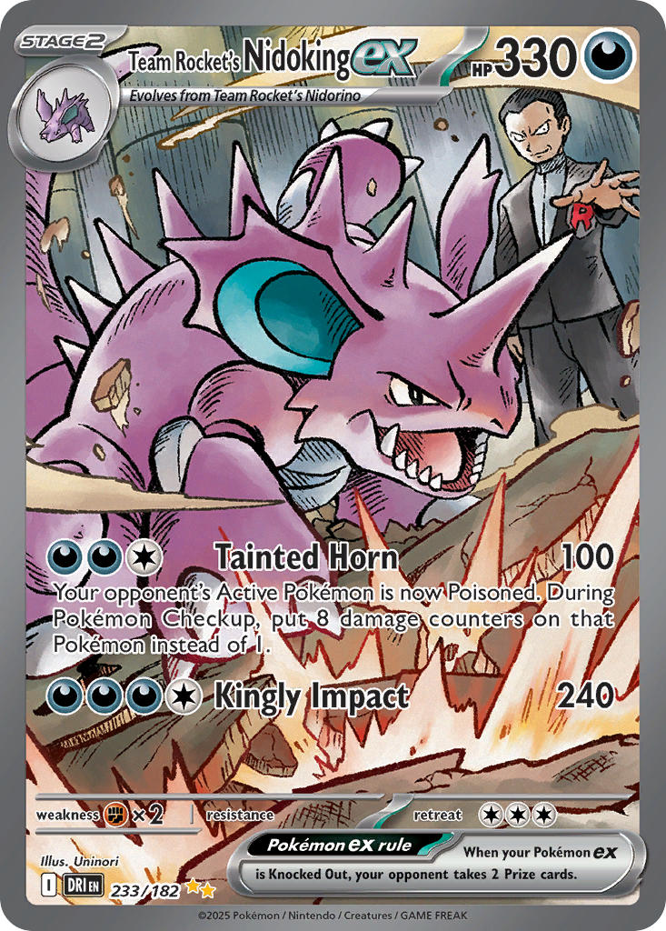 Team Rocket's Nidoking EX 233/182 Special Illustration Rare Destined Rivals Pokémon card