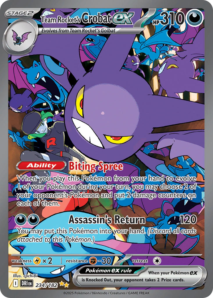 Team Rocket's Crobat EX 234/182 Special Illustration Rare Destined Rivals Pokémon card