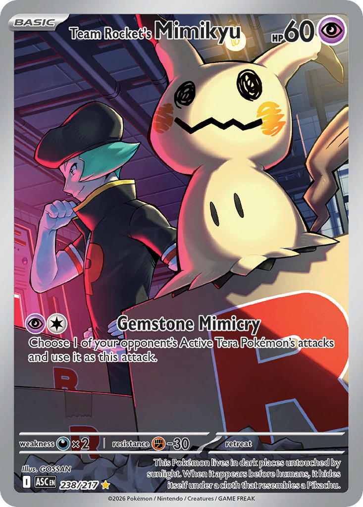 Team Rocket's Mimikyu 238/217 Illustration Rare Ascended Heroes Pokémon card