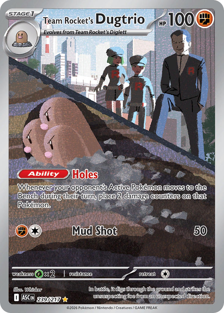 Team Rocket's Dugtrio 239/217 Illustration Rare Ascended Heroes Pokémon card