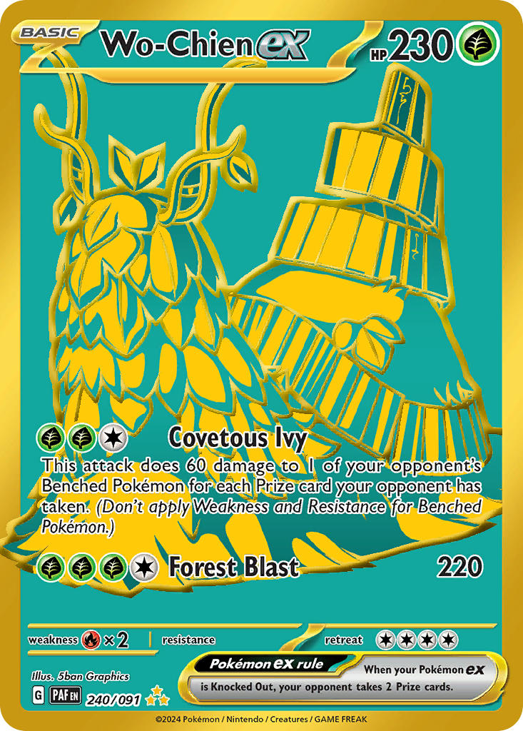 Wo-Chien EX 240/091 Hyper Rare Paldean Fates Pokémon card