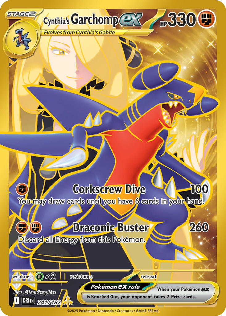 Cynthia's Garchomp EX 241/182 Hyper Rare Destined Rivals Pokémon card