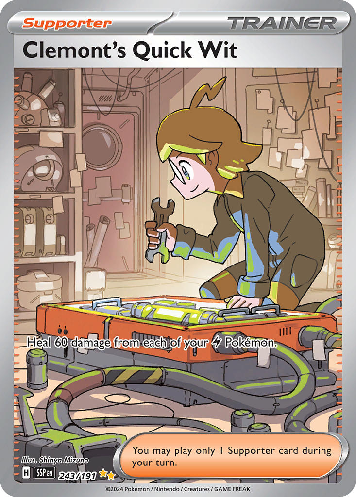 Clemont's Quick Wit 243/191 Special Illustration Rare Surging Sparks Pokémon card