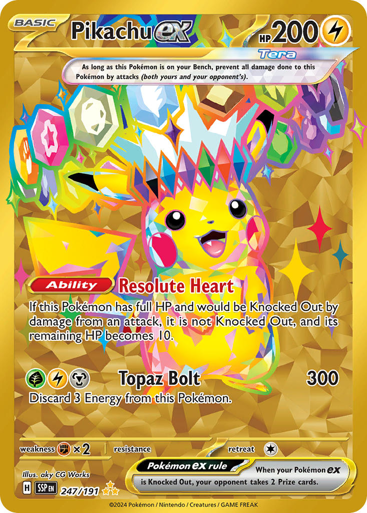 Pikachu EX 247/191 Hyper Rare Surging Sparks Pokémon card