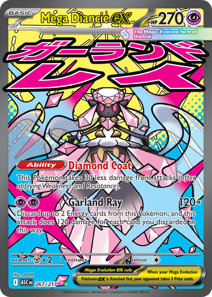 Mega Diancie EX 267/217 Mega Attack Rare Ascended Heroes Pokémon card