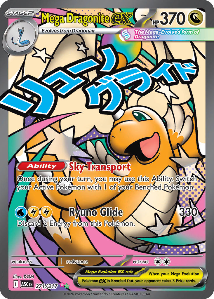 Mega Dragonite EX 271/217 Mega Attack Rare Ascended Heroes Pokémon card