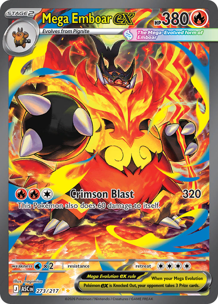 Mega Emboar EX 273/217 Special Illustration Rare Ascended Heroes Pokémon card