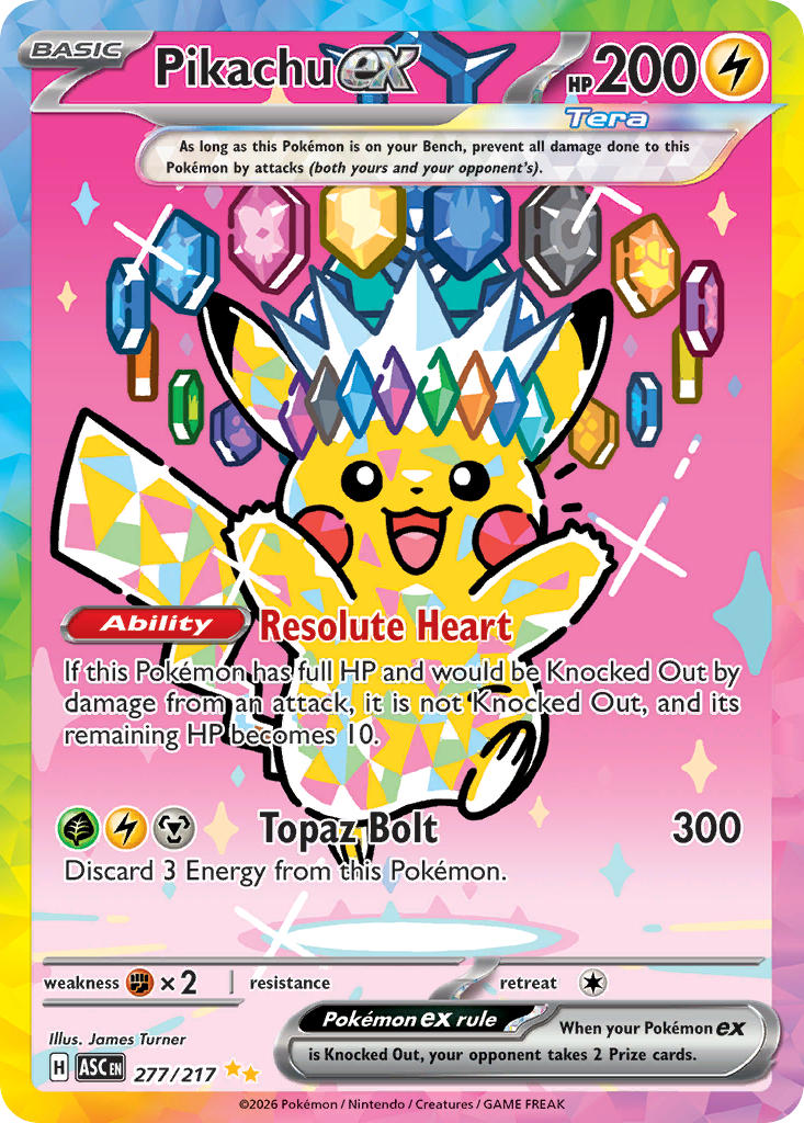 Pikachu EX 277/217 Special Illustration Rare Ascended Heroes Pokémon card