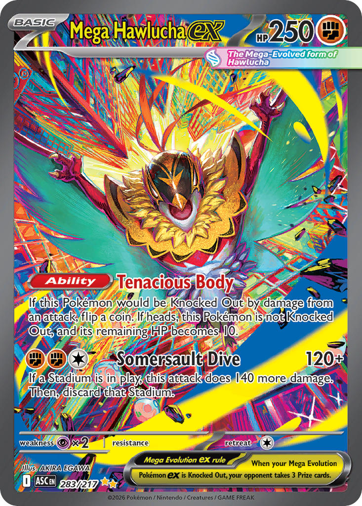 Mega Hawlucha EX 283/217 Special Illustration Rare Ascended Heroes Pokémon card