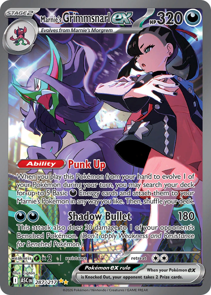Marnie's Grimmsnarl EX 287/217 Special Illustration Rare Ascended Heroes Pokémon card