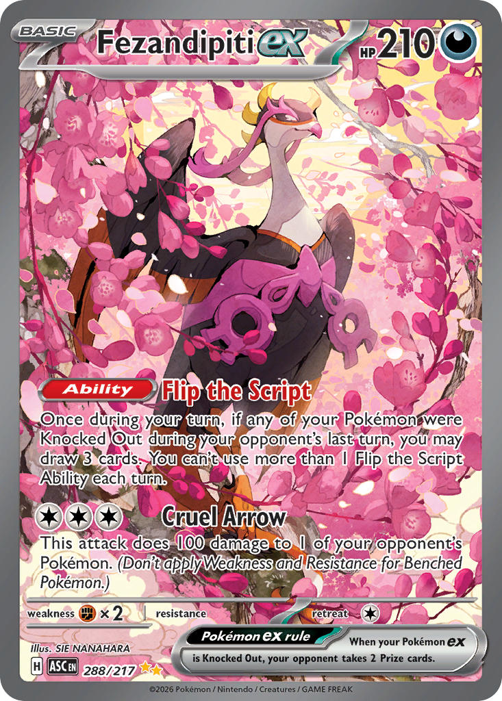 Fezandipiti EX 288/217 Special Illustration Rare Ascended Heroes Pokémon card