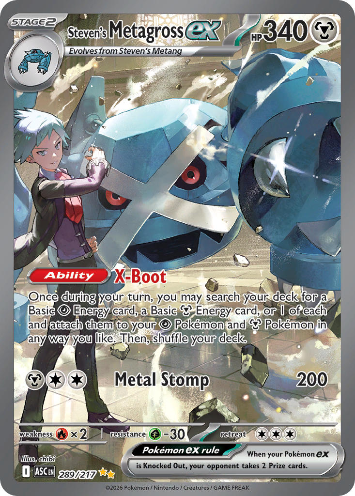 Steven's Metagross EX 289/217 Special Illustration Rare Ascended Heroes Pokémon card