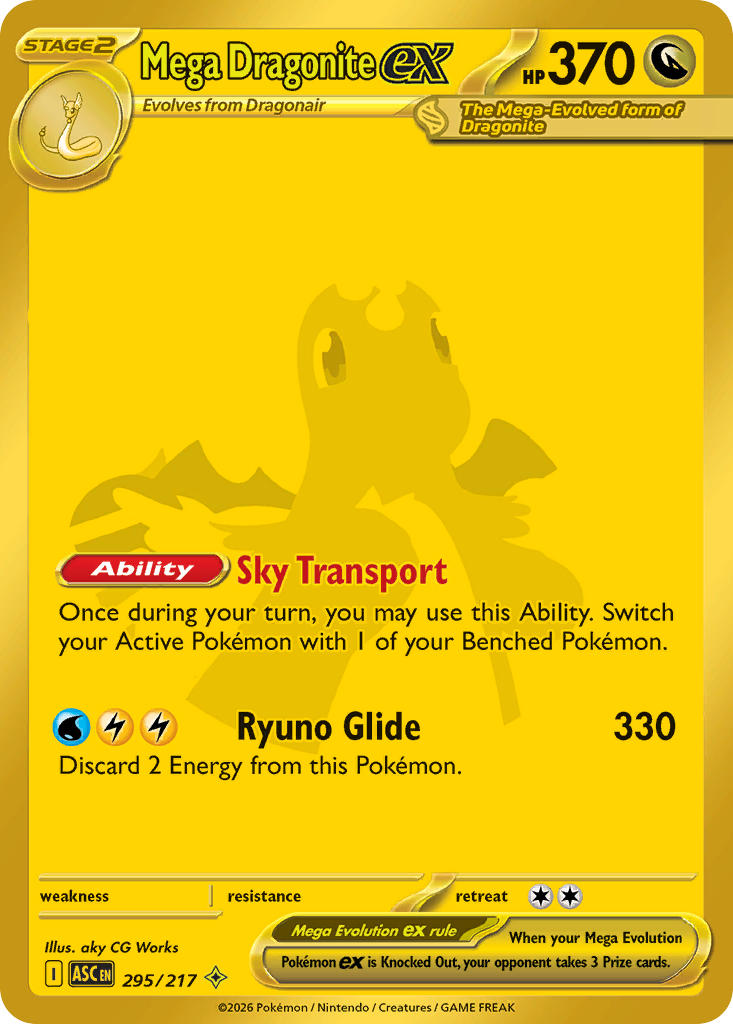 Mega Dragonite EX 295/217 Mega Hyper Rare Ascended Heroes Pokémon card
