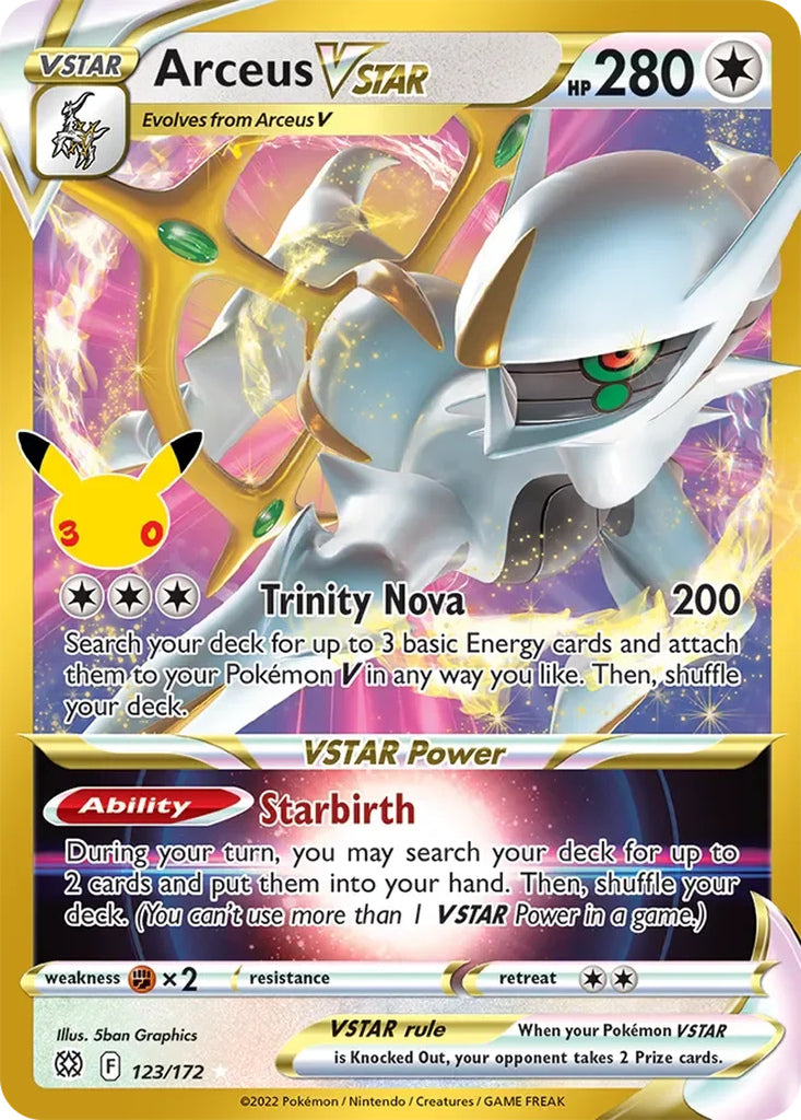 Arceus VSTAR 123/172 Holo Rare VSTAR 30th Celebration Classic Collection Pokémon card