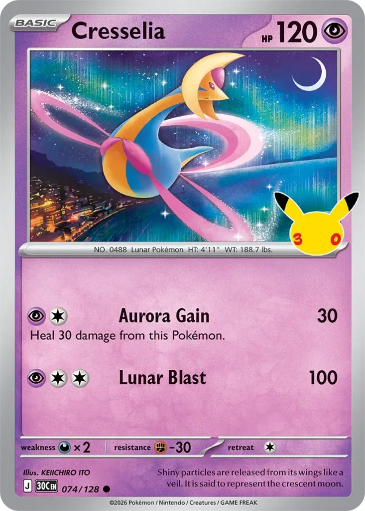 Cresselia 074/128 Common 30th Celebration Pokémon card