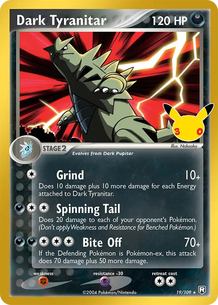 Dark Tyranitar 19/109 Rare 30th Celebration Classic Collection Pokémon card