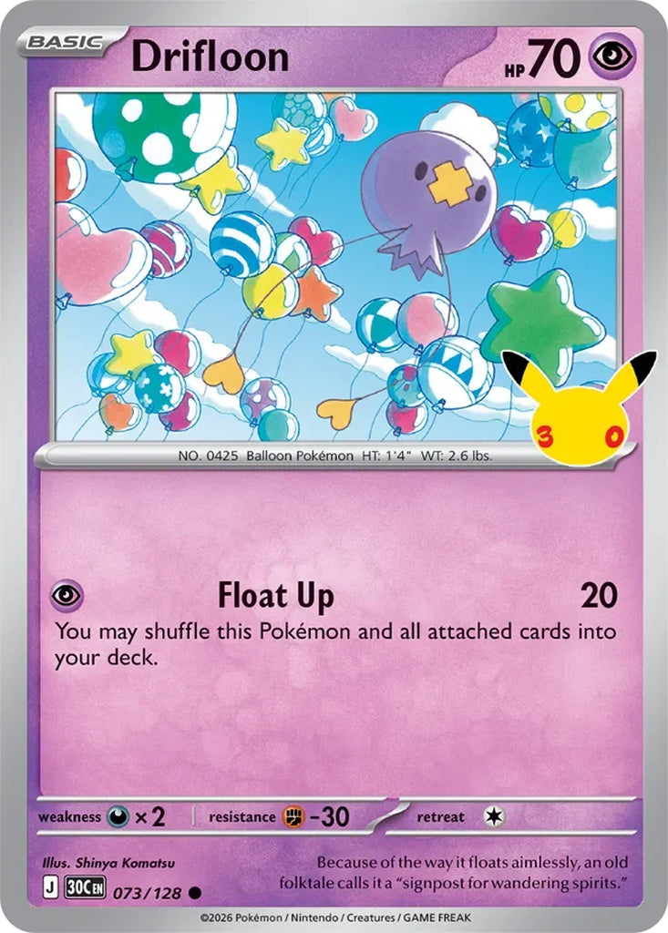Drifloon 073/128 Common 30th Celebration Pokémon card