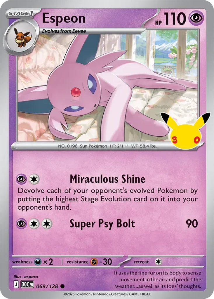 Espeon 069/128 Common 30th Celebration Pokémon card