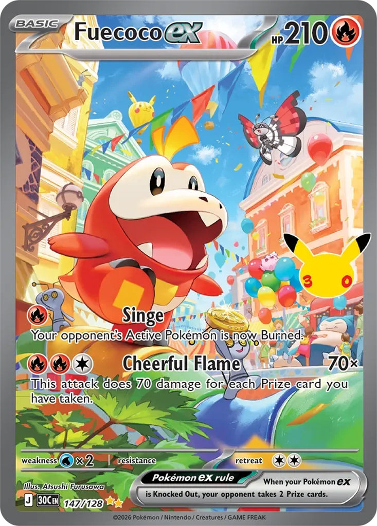 Fuecoco ex 147/128 Special Illustration Rare 30th Celebration Pokémon card