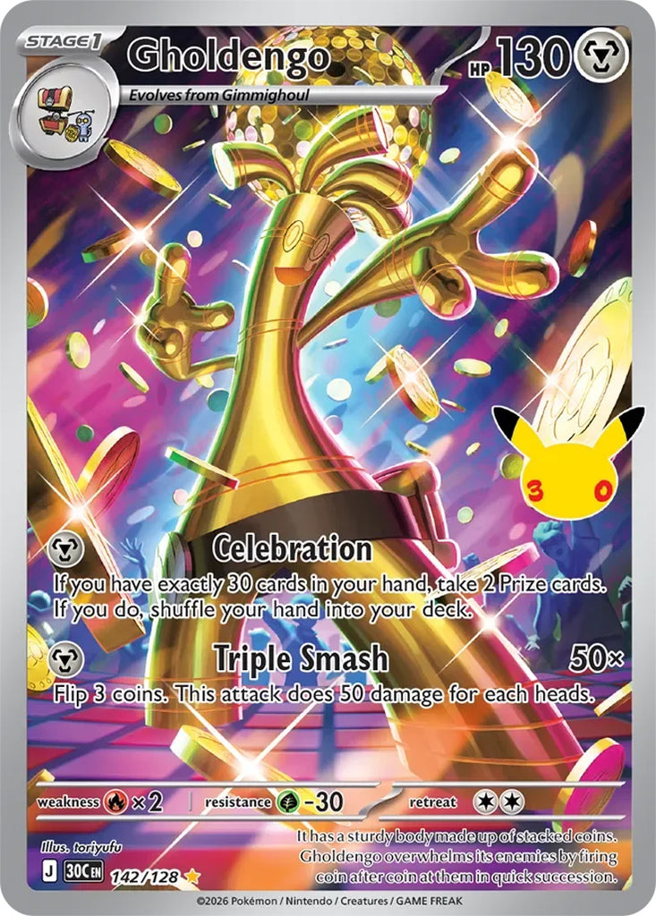 Gholdengo 142/128 Illustration Rare 30th Celebration Pokémon card