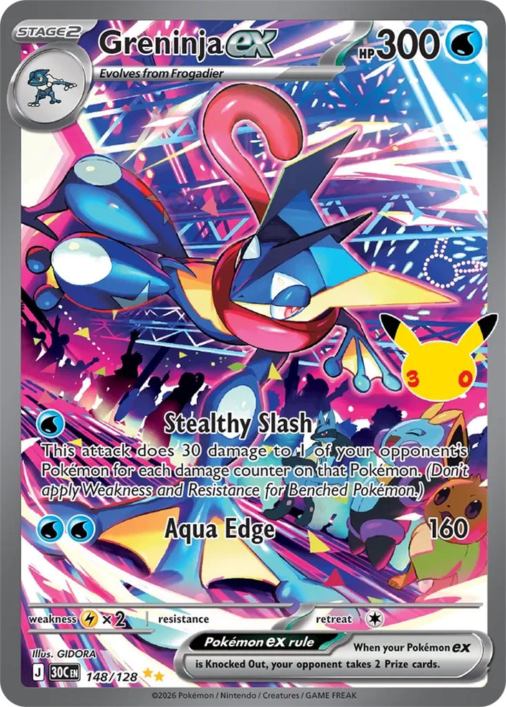 Greninja ex 148/128 Special Illustration Rare 30th Celebration Pokémon card