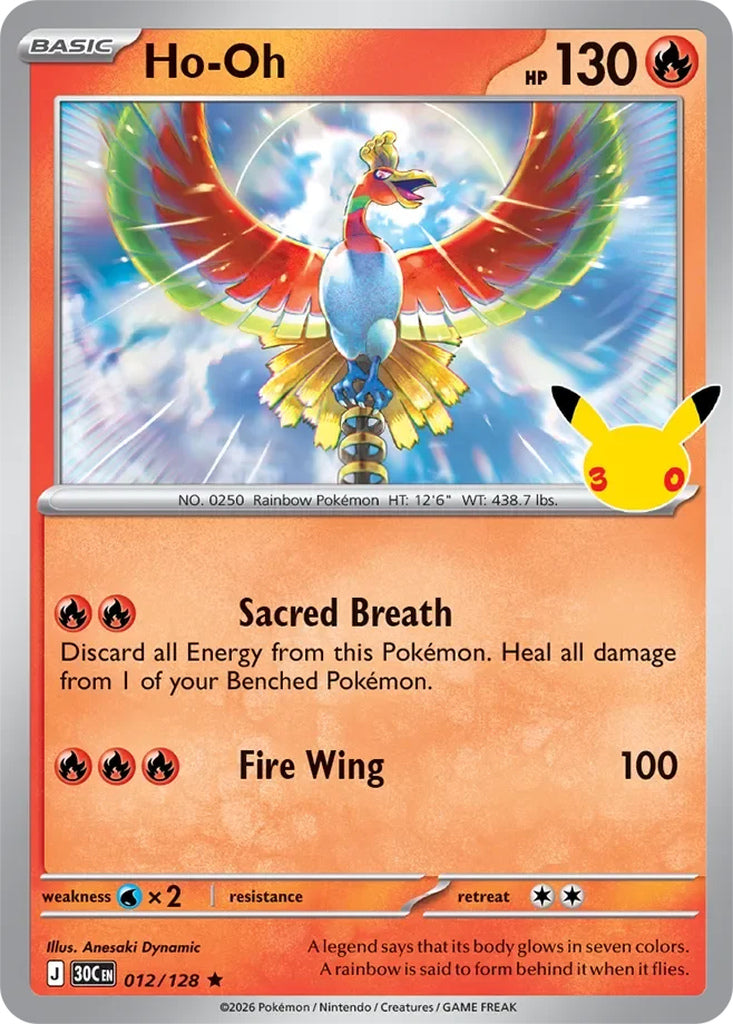 Ho-Oh 012/128 Rare 30th Celebration Pokémon card