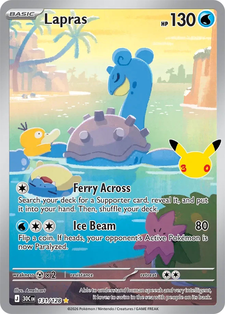 Lapras 131/128 Illustration Rare 30th Celebration Pokémon card
