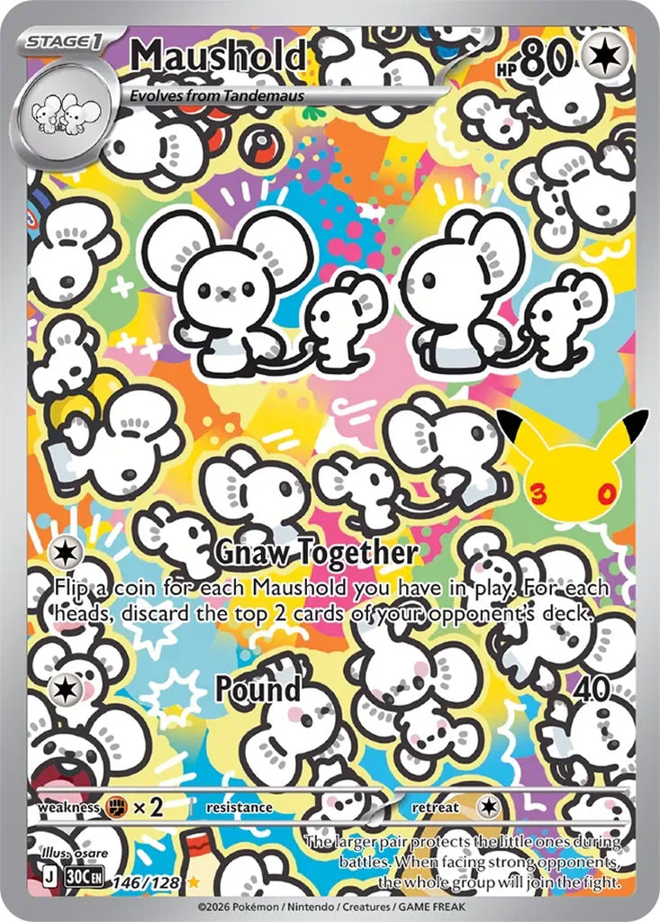 Maushold 146/128 Illustration Rare 30th Celebration Pokémon card