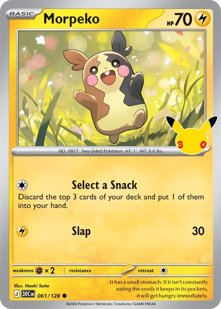 Morpeko 061/128 Common 30th Celebration Pokémon card