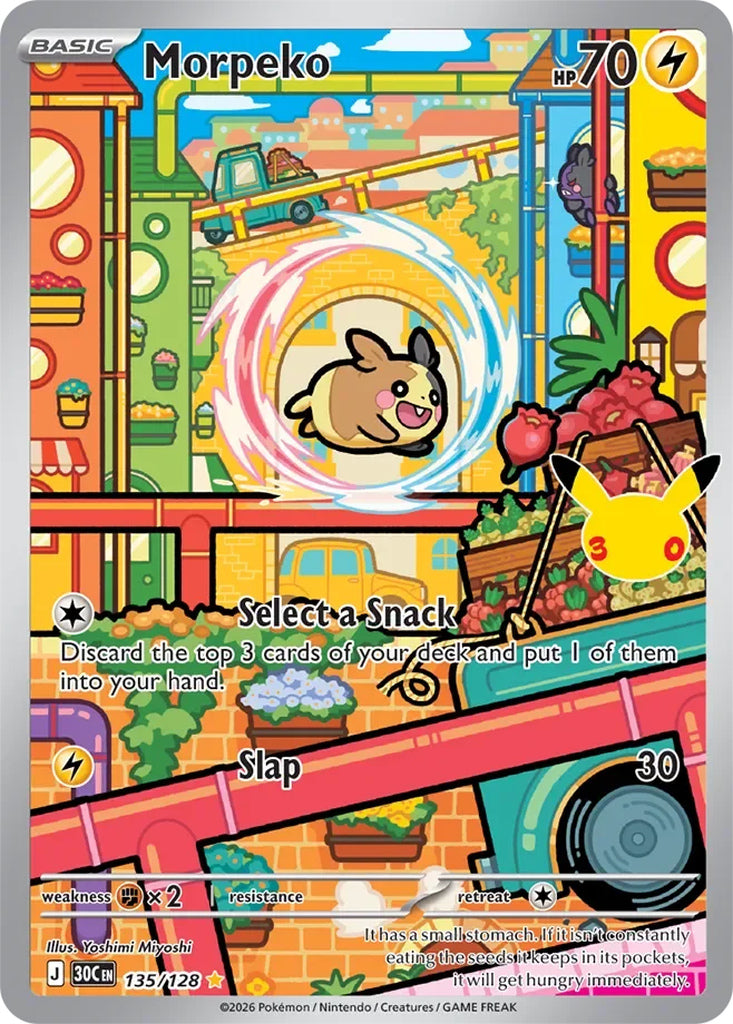 Morpeko 135/128 Illustration Rare 30th Celebration Pokémon card