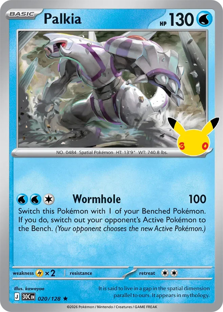 Palkia 020/128 Rare 30th Celebration Pokémon card