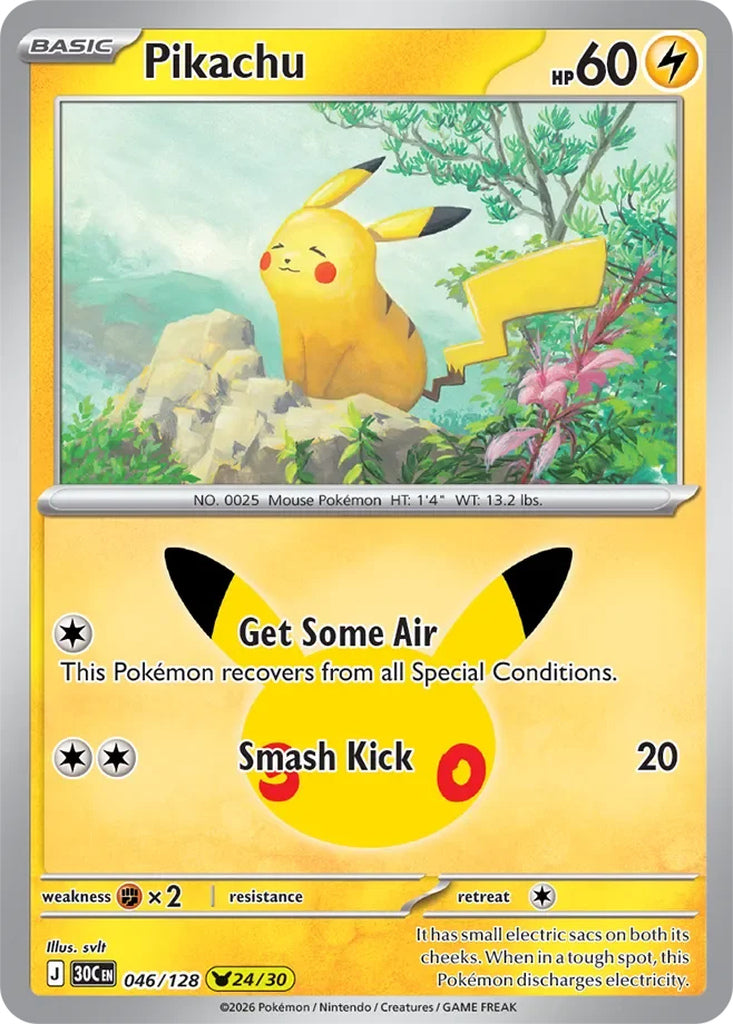 Pikachu 046/128 Pikachu Rare 30th Celebration Pokémon card