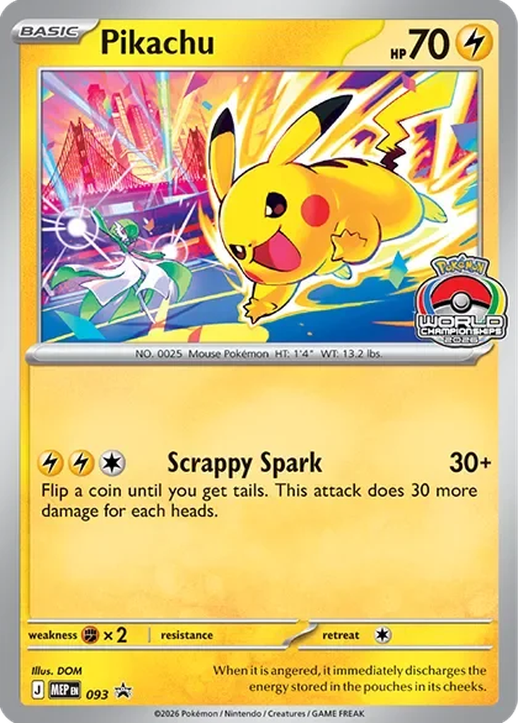 Pikachu 093/MEP Promo Pokémon card – Mega Evolution Promos
