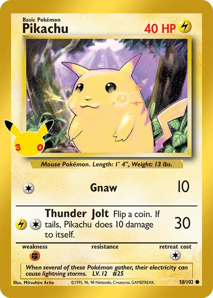 Pikachu 58/102 Common 30th Celebration Classic Collection Pokémon card