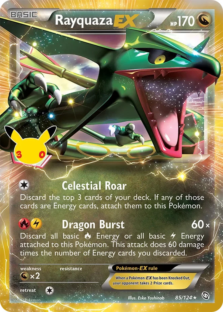 Rayquaza-EX 85/124 Rare Holo EX 30th Celebration Classic Collection Pokémon card
