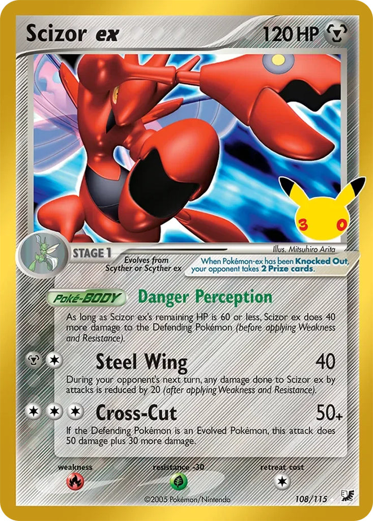 Scizor ex 108/115 Rare Holo ex 30th Celebration Classic Collection Pokémon card