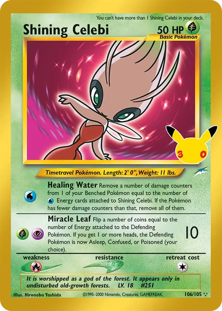 Shining Celebi 106/105 Rare Secret 30th Celebration Classic Collection Pokémon card