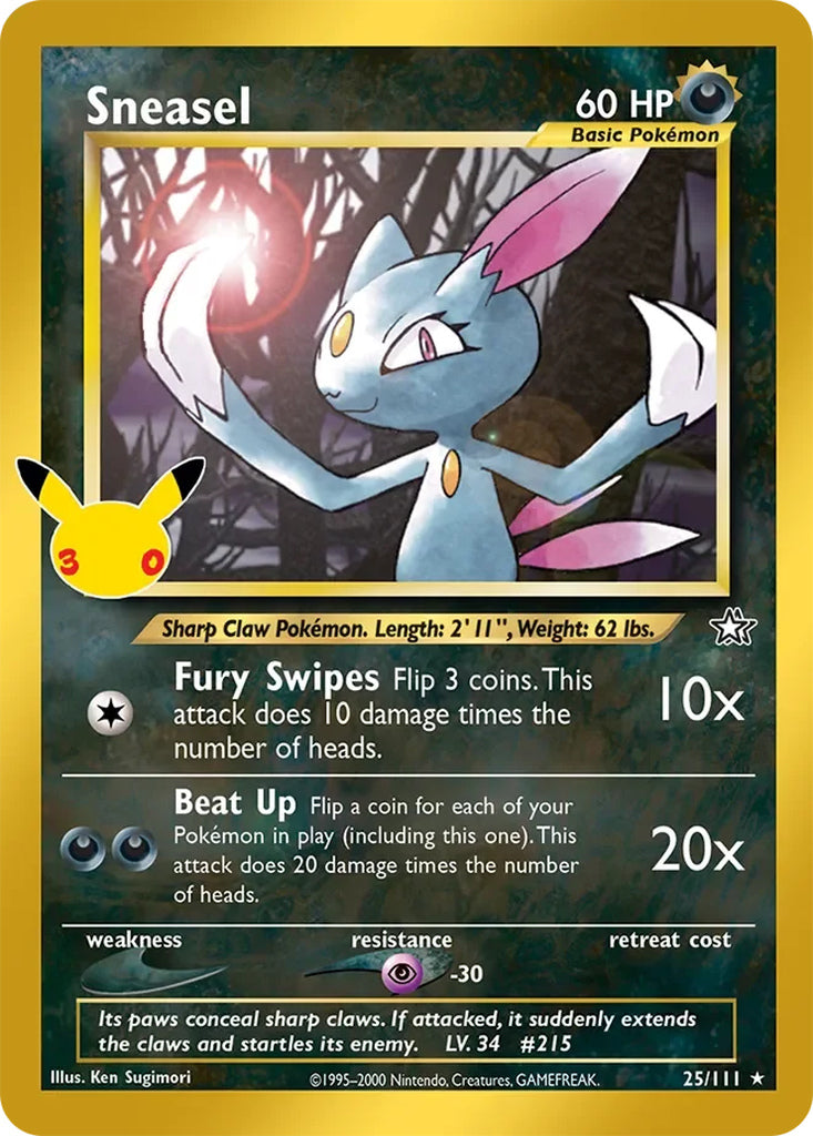 Sneasel 25/111 Rare 30th Celebration Classic Collection Pokémon card