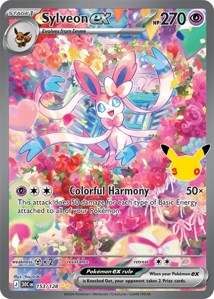Sylveon ex 153/128 Special Illustration Rare 30th Celebration Pokémon card