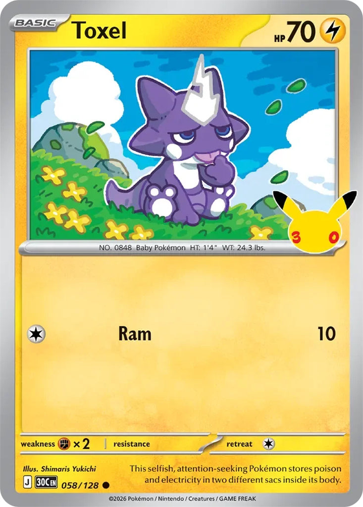 Toxel 058/128 Common 30th Celebration Pokémon card