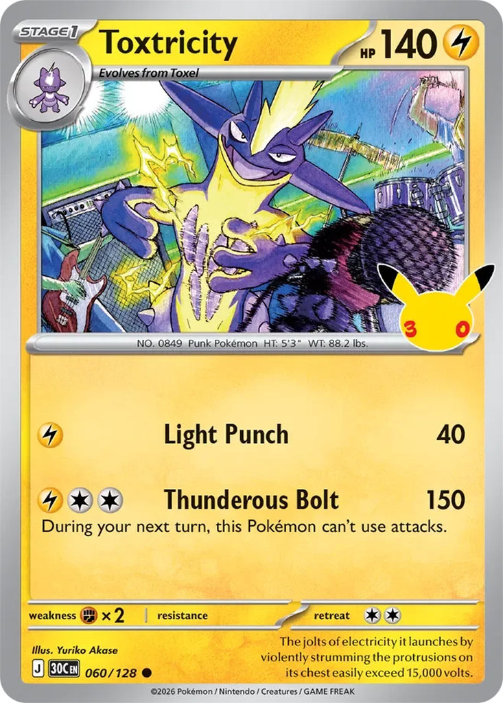 Toxtricity 060/128 Common 30th Celebration Pokémon card